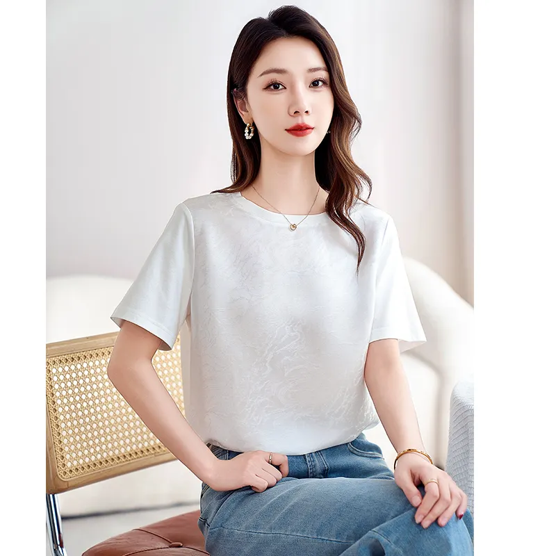 Yi Mengyuan Set in Sleeve Silk T shirt Women's-3