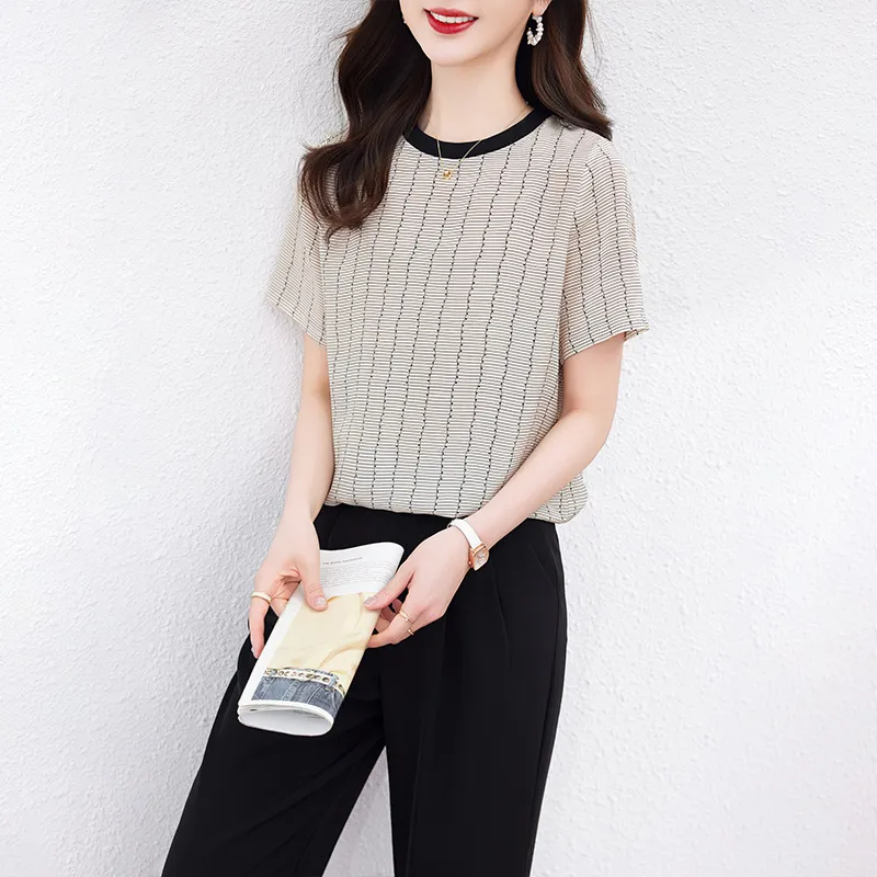 Yi Mengyuan Regular T Shirt Women's Stripes-1