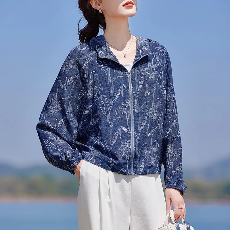 Yi Mengyuan Silk Jackets & Coats Women's Denim Blue-2
