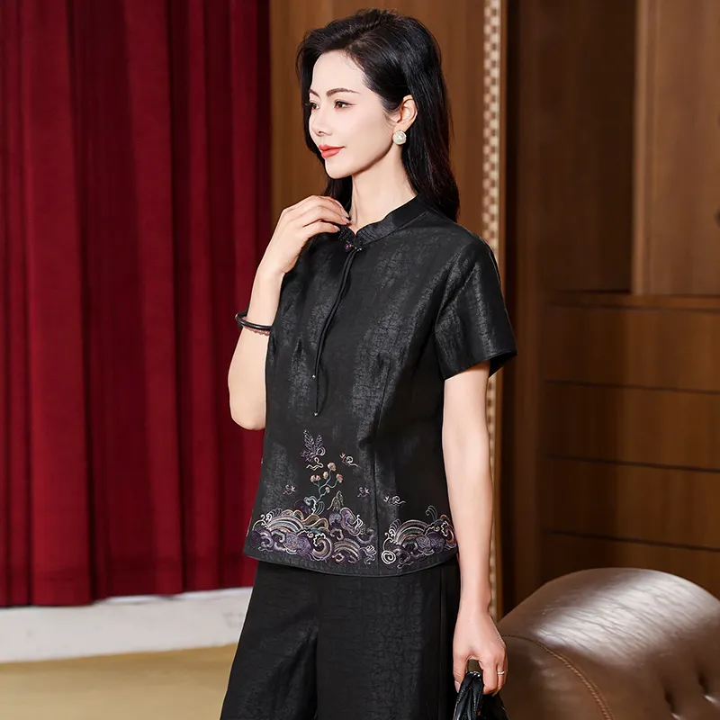 Yi Mengyuan Shirt Women's Black-2