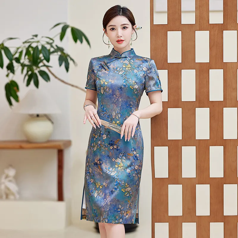 Yi Mengyuan Silk Short Sleeved Dress Women's Image Color-1
