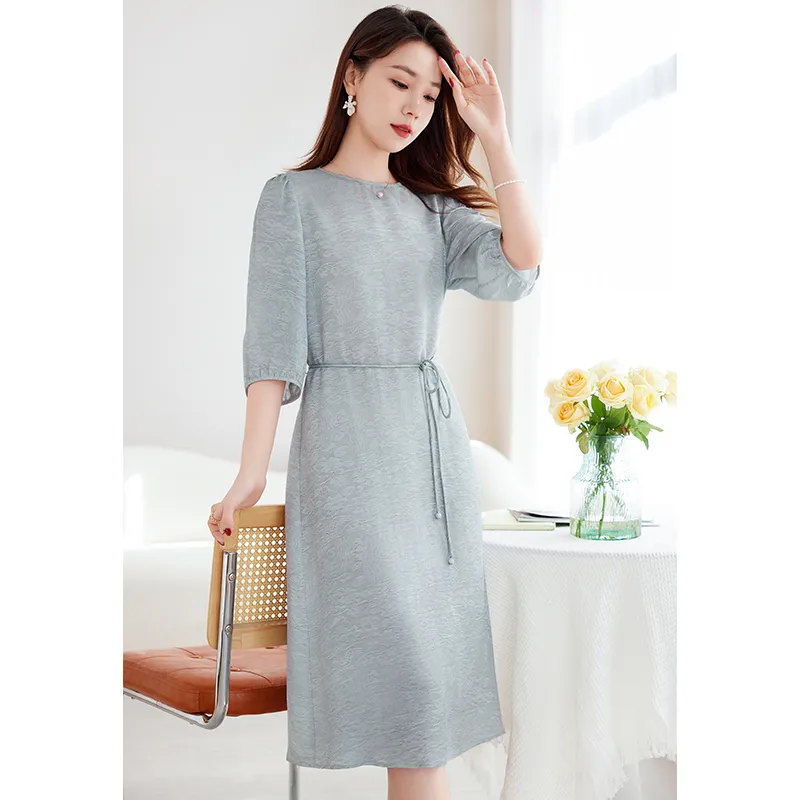 Yi Mengyuan Silk Short Sleeved Dress Women's-3