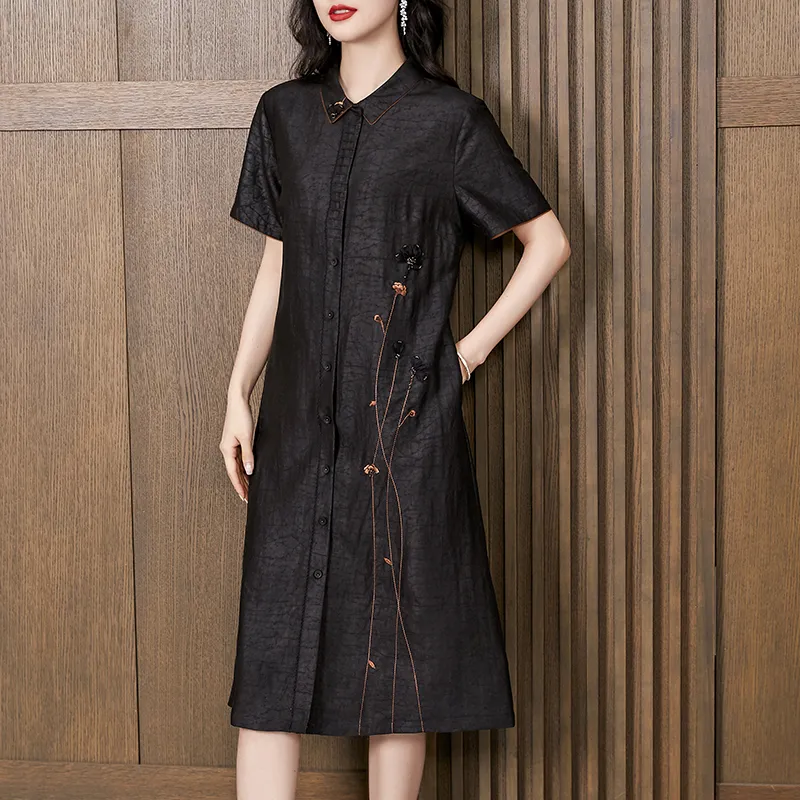 Yi Mengyuan Silk Short Sleeved Dress Women's-2