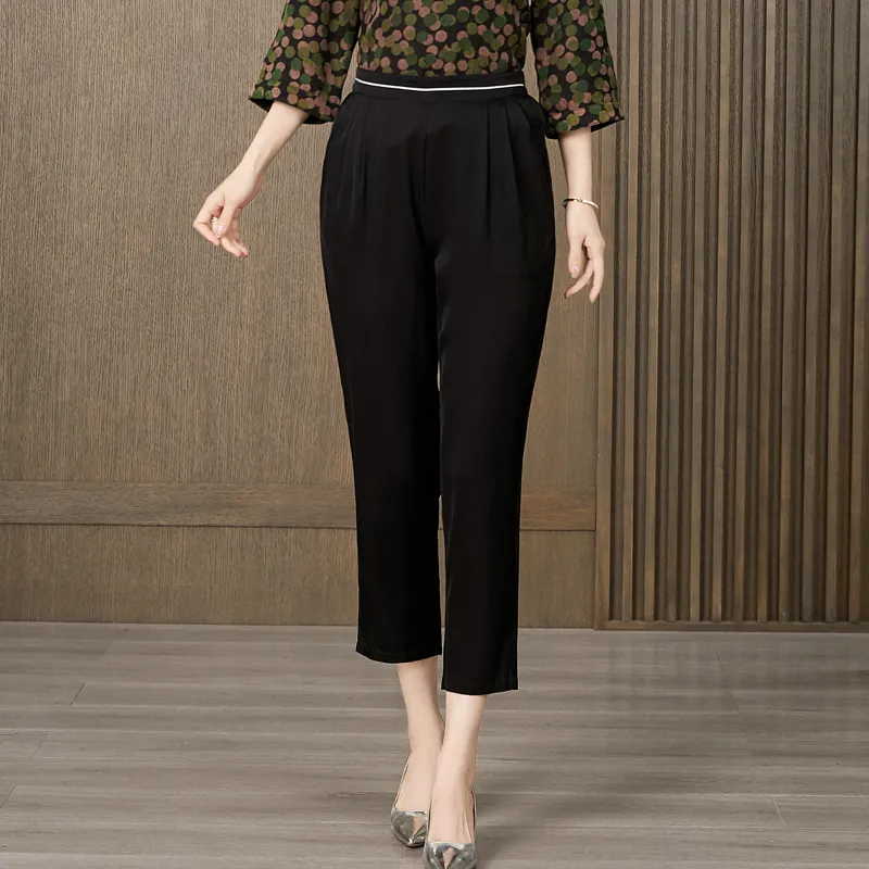 Yi Mengyuan Silk Casual Pants Women's-4