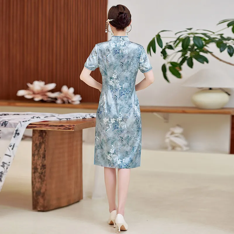 Yi Mengyuan Silk Short Sleeved Dress Women's Image Color-5