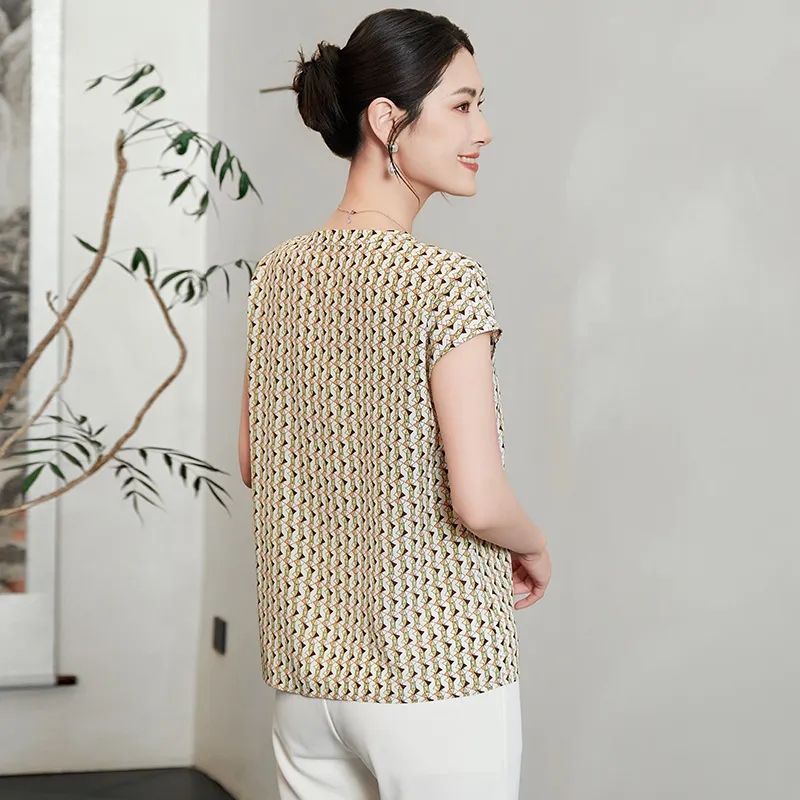 Yi Mengyuan Short Sleeved Silk Shirt Women's-1