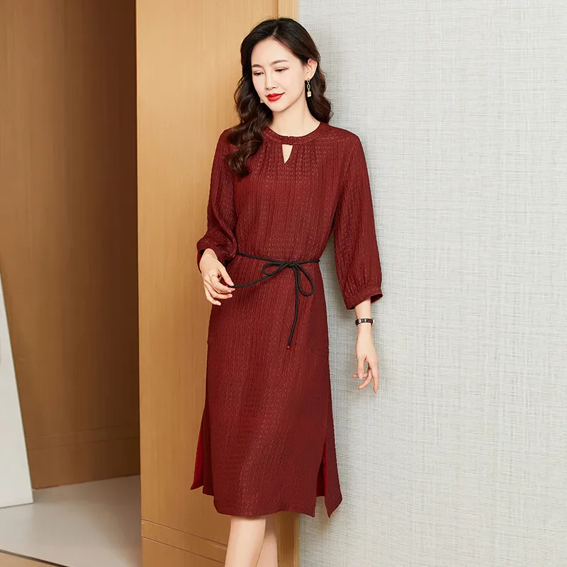 Yi Mengyuan Silk Short Sleeved Dress Women's-3