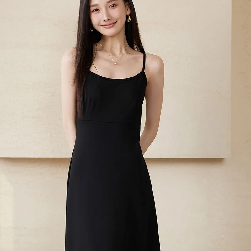 Yi Mengyuan Slip Dresses Women's Black-4