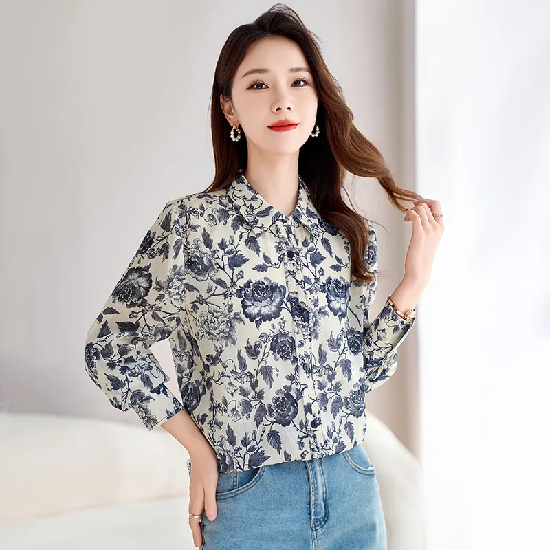 Yi Mengyuan Shirts Women's Blue And White Porcelain-1