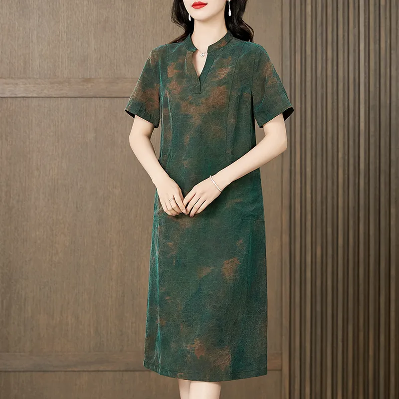 Yi Mengyuan Silk Short Sleeved Dress Women's-5