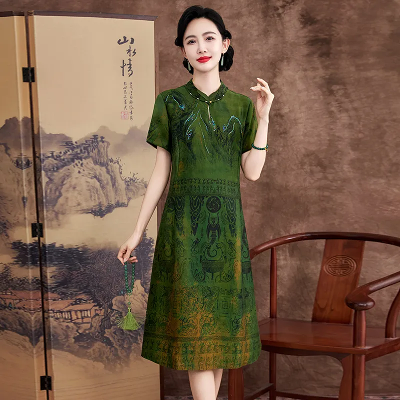 Yi Mengyuan Silk Short Sleeved Dress Women's-1