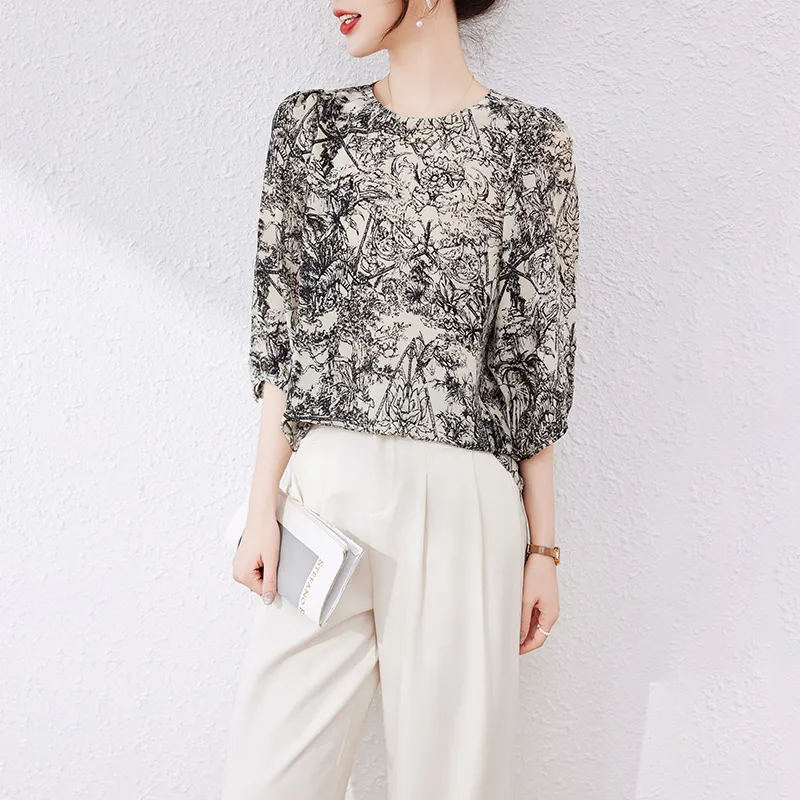Yi Mengyuan Silk Shirt Women's Image Color-4