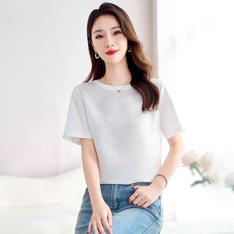 Yi Mengyuan Set in Sleeve Silk T shirt Women's-1