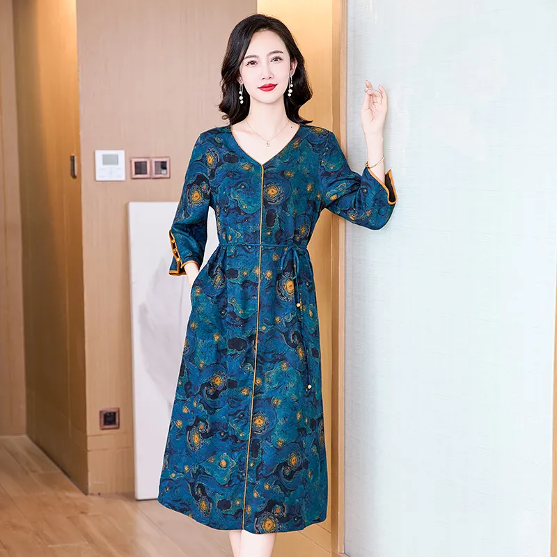 Yi Mengyuan Silk Short Sleeved Dress Women's-5