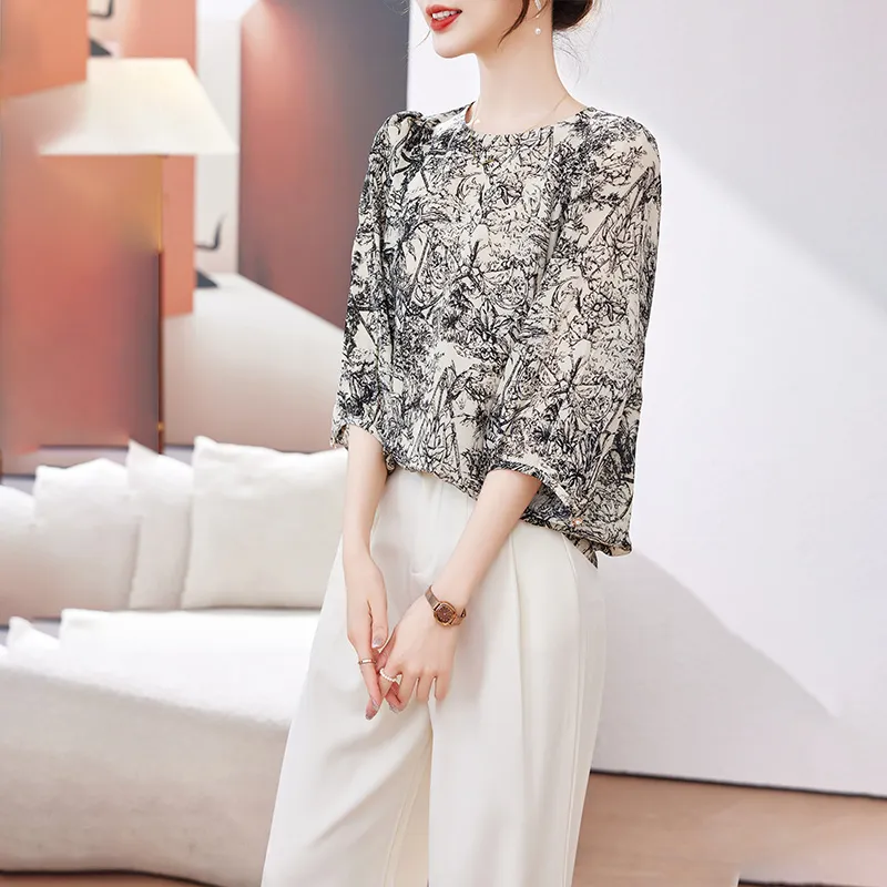 Yi Mengyuan Silk Shirt Women's Image Color-2