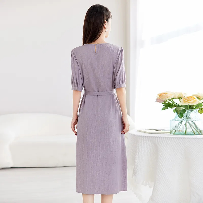 Yi Mengyuan Silk Short Sleeved Dress Women's-7