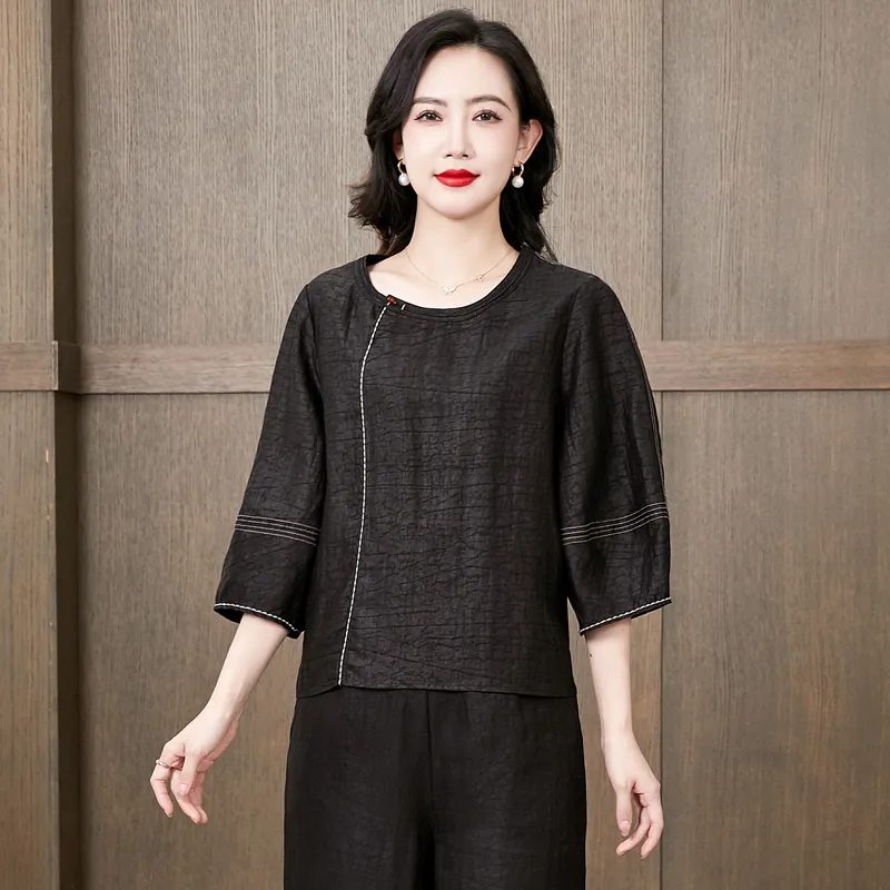 Yi Mengyuan Shirts Women's Black-3