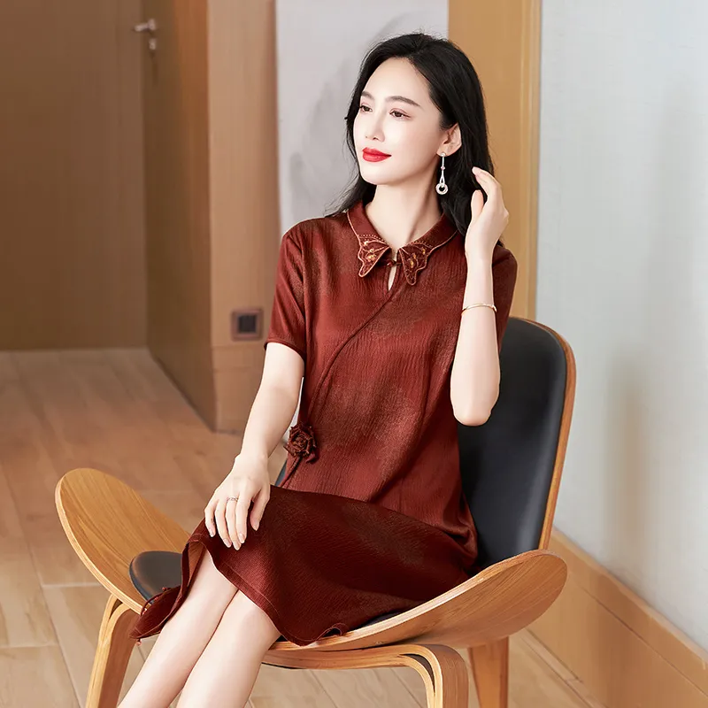 Yi Mengyuan Short Sleeved Dress Women's-5