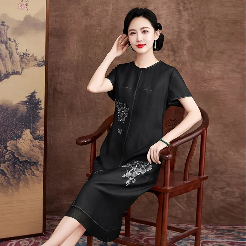 Yi Mengyuan Silk Short Sleeved Dress Women's-8