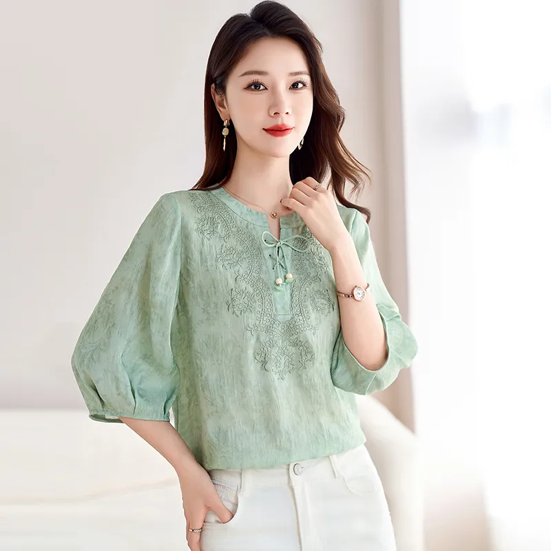 Yi Mengyuan Silk Linen Shirt Women's-2