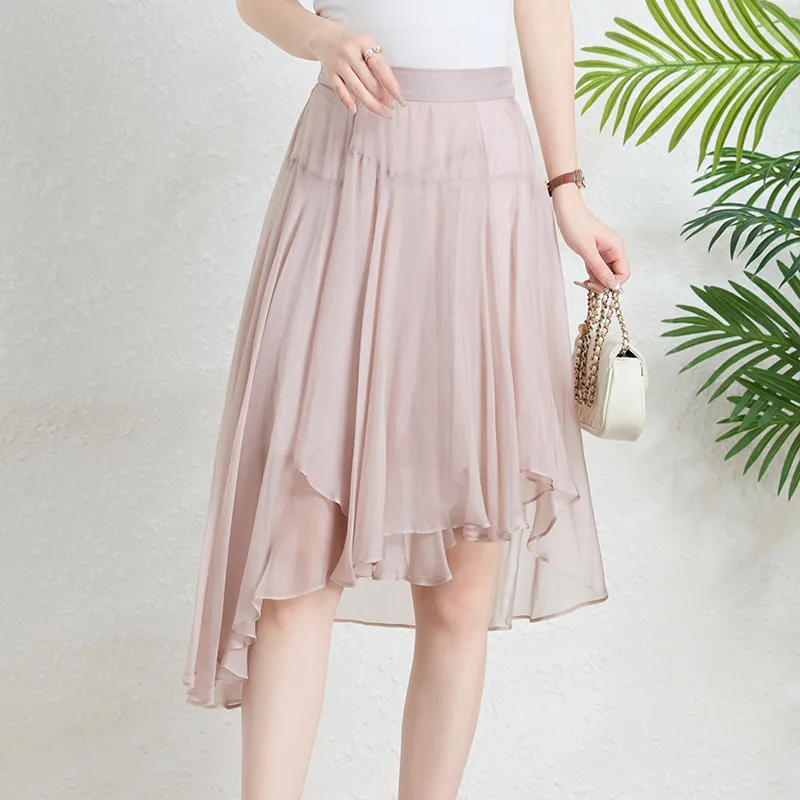 Yi Mengyuan Silk Casual Long Skirt Women's-5