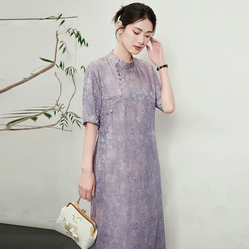 Yi Mengyuan Silk Short Sleeved Dress Women's-4