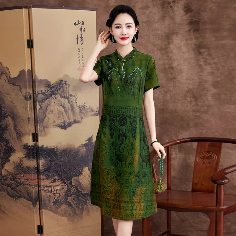 Yi Mengyuan Silk Short Sleeved Dress Women's-2