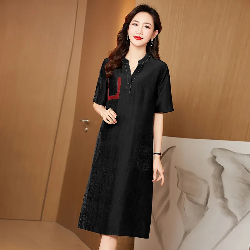 Yi Mengyuan Silk Short Sleeved Dress Women's-4