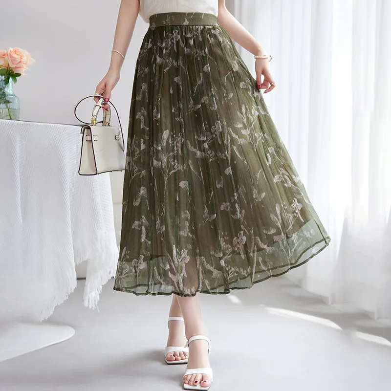 Yi Mengyuan Silk Casual Long Skirt Women's-4