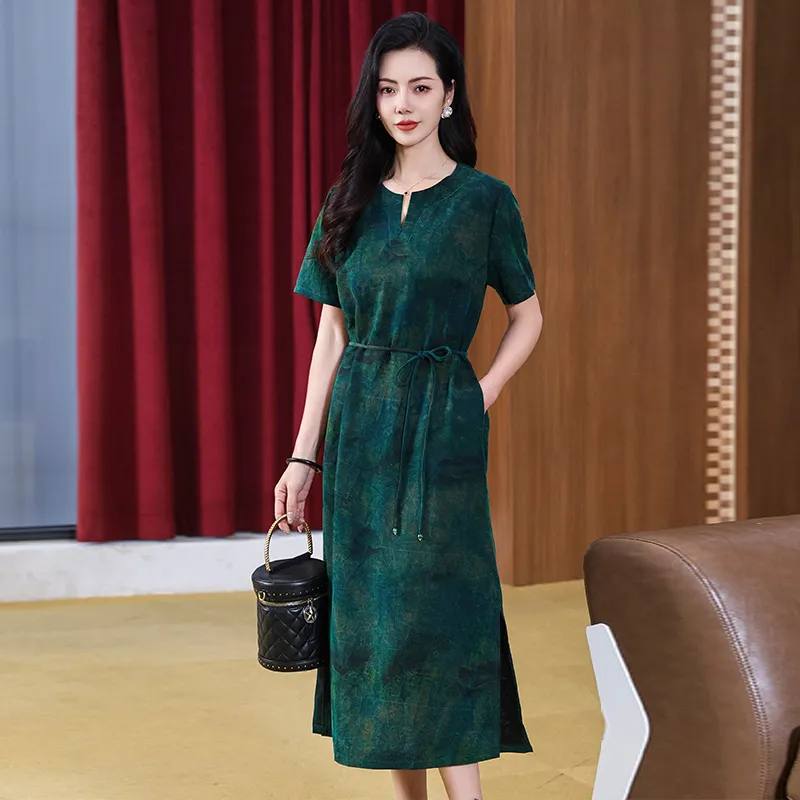 Yi Mengyuan Silk Short Sleeved Dress Women's-3