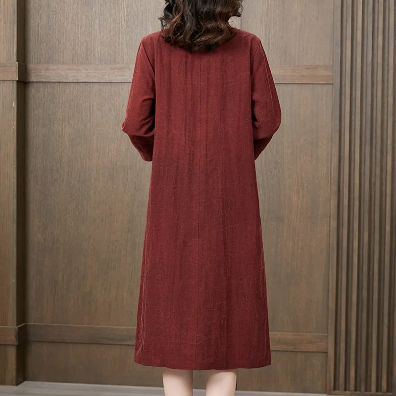 Yi Mengyuan Silk Long Sleeved Dress Women's-1