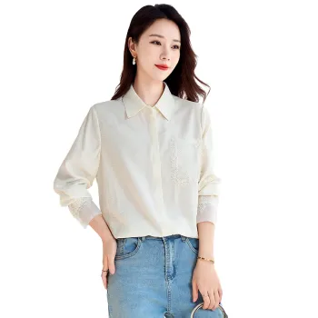 Yi Mengyuan Long Sleeved Silk Shirt Women's Raw White