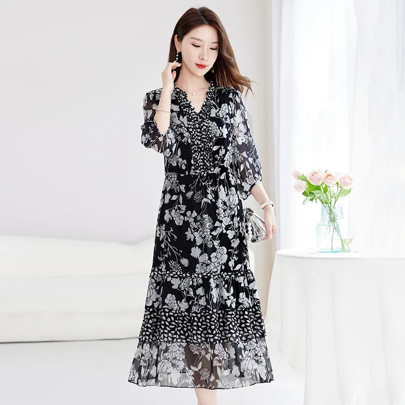 Yi Mengyuan Silk Short Sleeved Dress Women's-2