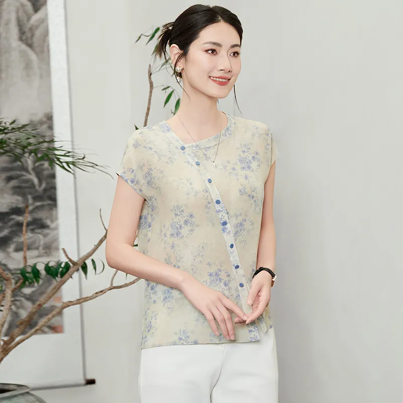 Yi Mengyuan Short Sleeved Silk Shirt Women's-7