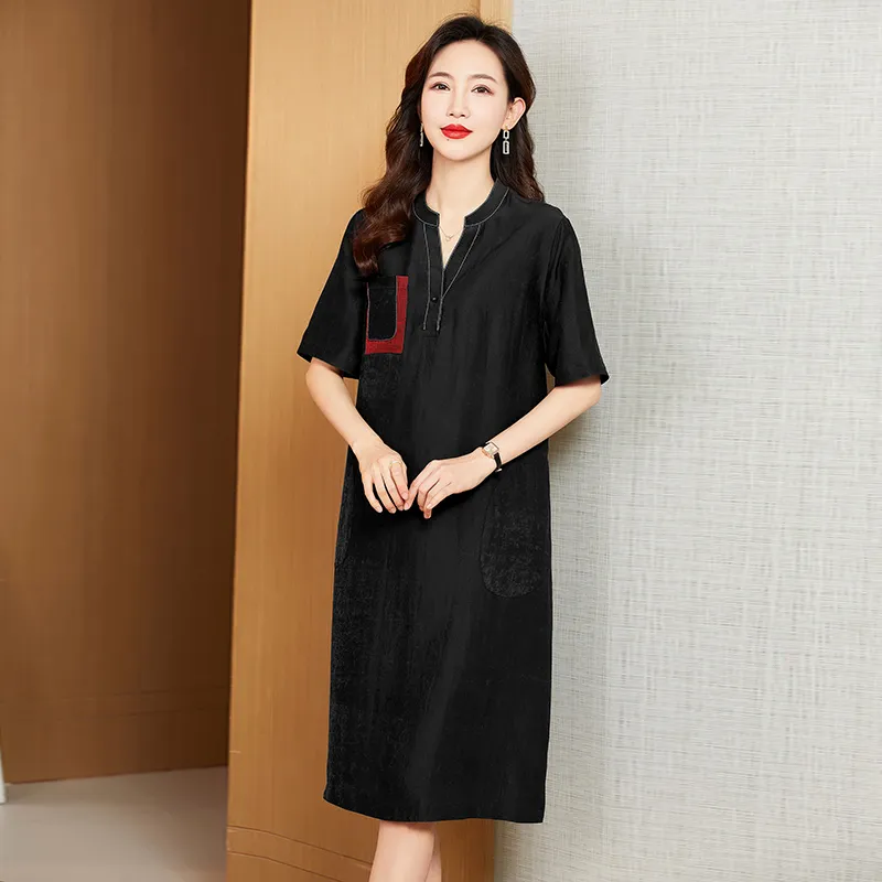 Yi Mengyuan Silk Short Sleeved Dress Women's-2