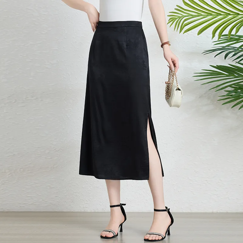 Yi Mengyuan Silk Casual Long Skirt Women's-3