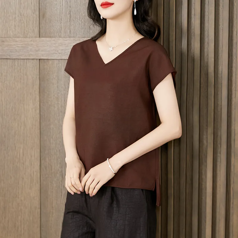 Yi Mengyuan Regular Silk T shirt Women's-2