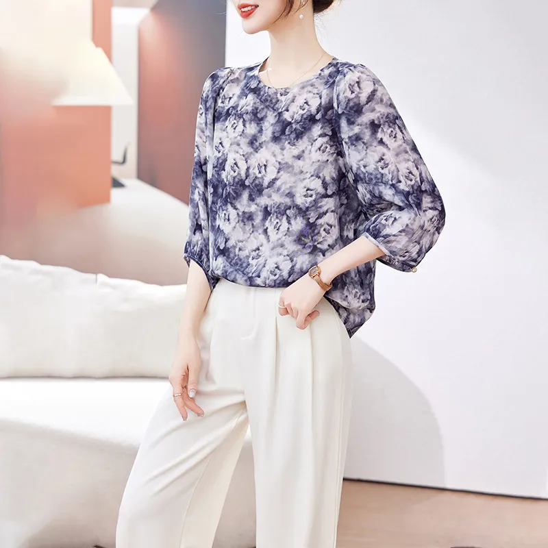 Yi Mengyuan Silk Shirt Women's Image Color-3