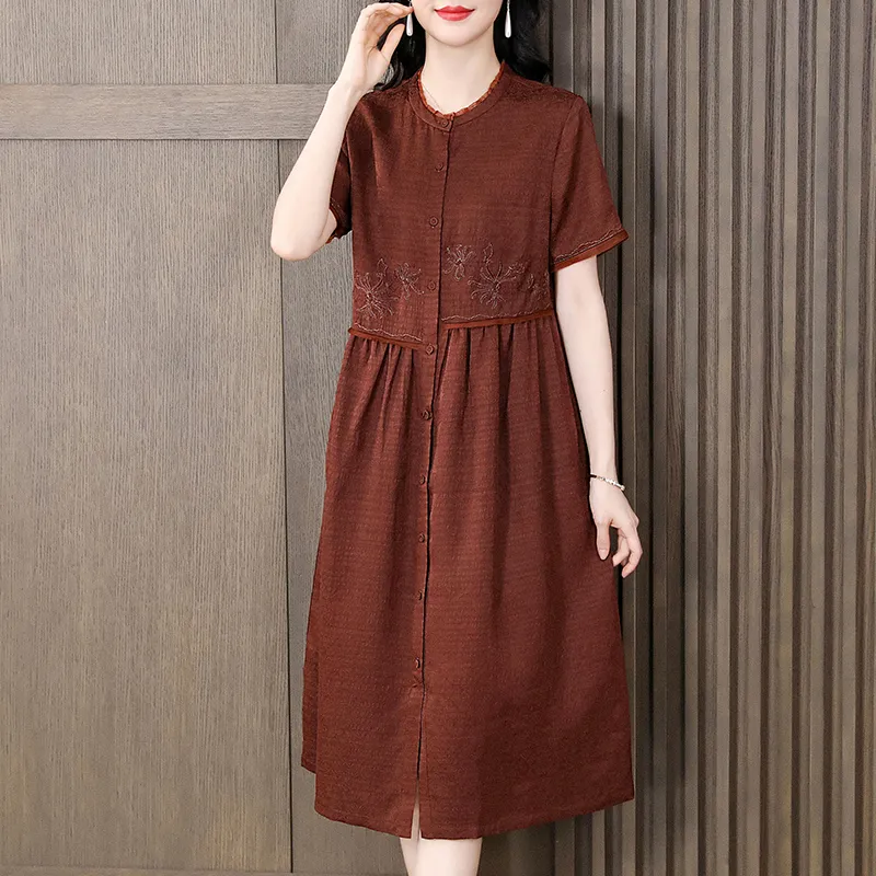 Yi Mengyuan Silk Short Sleeved Dress Women's-6