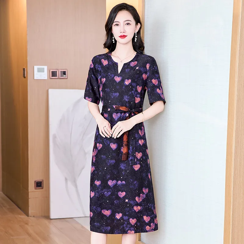Yi Mengyuan Silk Short Sleeved Dress Women's-2