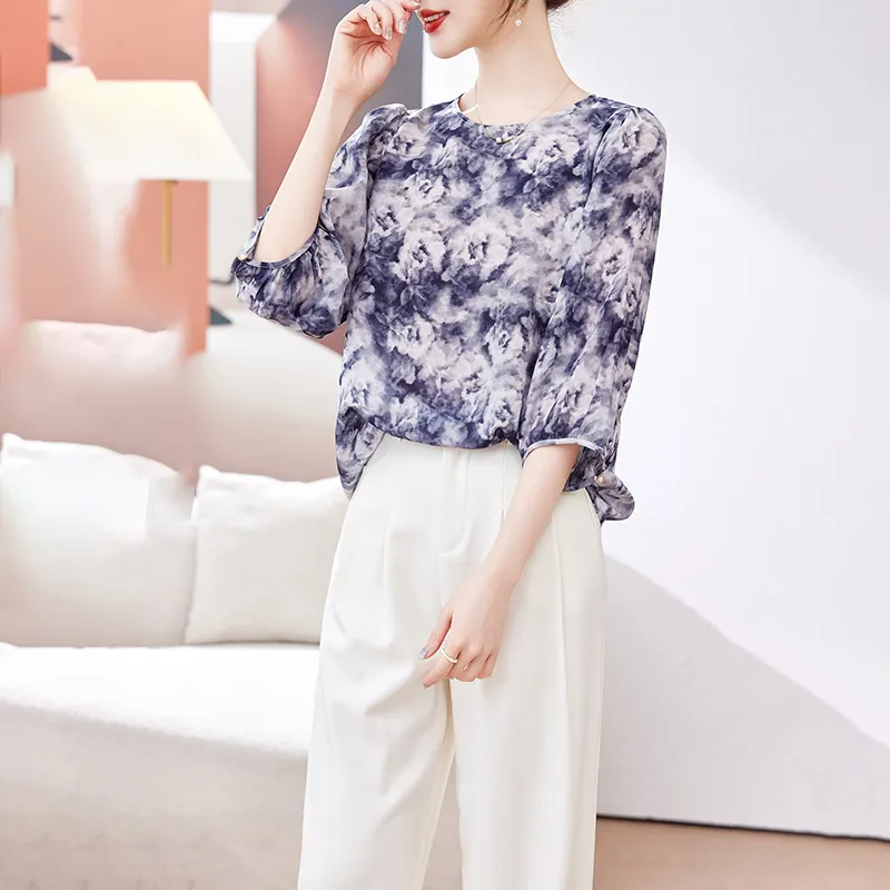 Yi Mengyuan Silk Shirt Women's Image Color-2