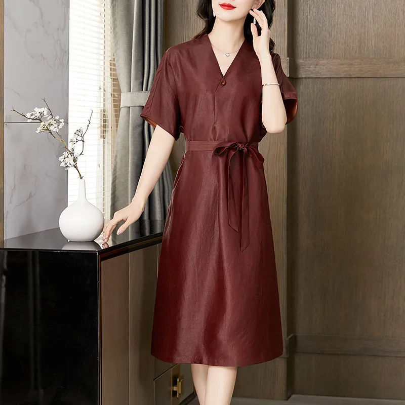 Yi Mengyuan Silk Short Sleeved Dress Women's-4