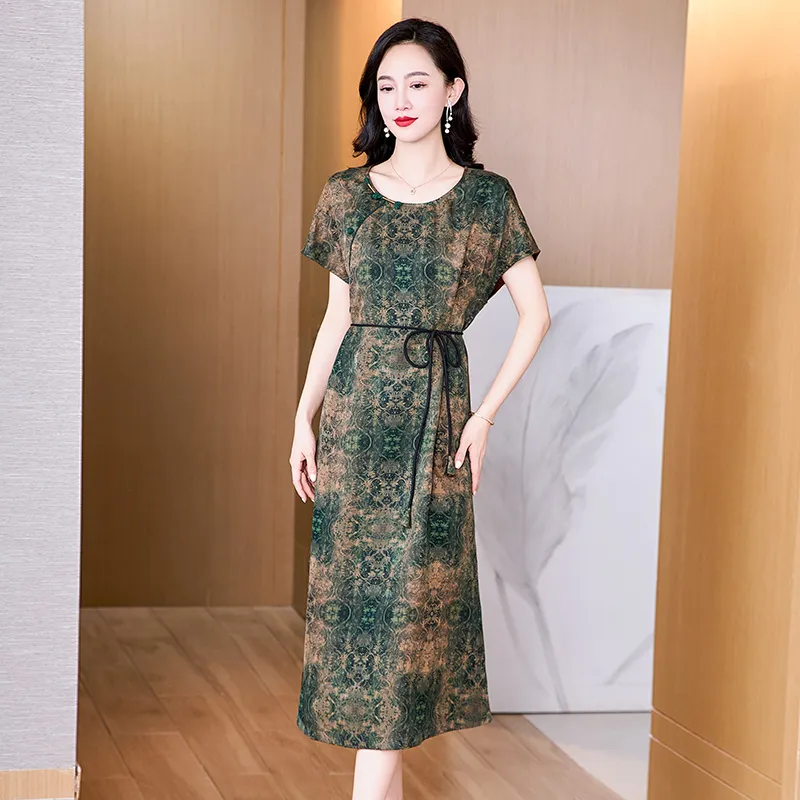 Yi Mengyuan Silk Short Sleeved Dress Women's-4