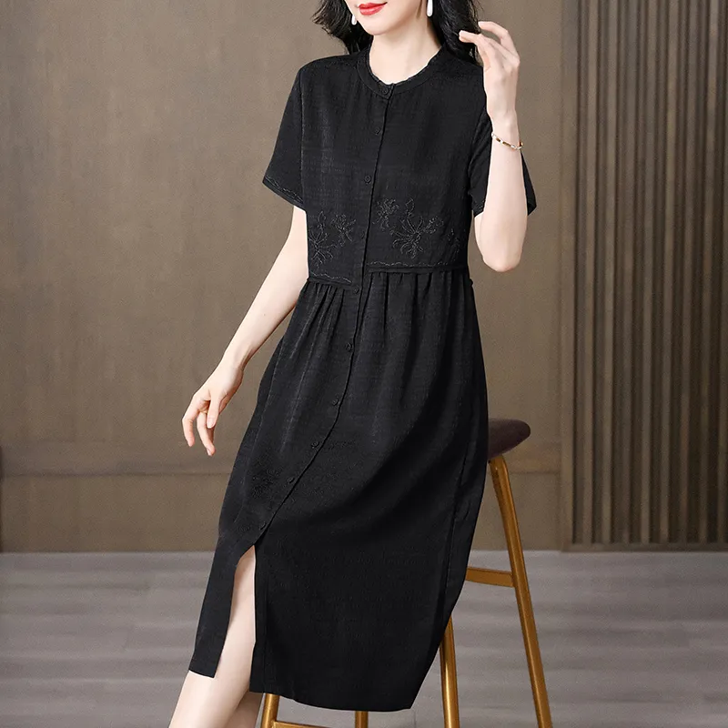 Yi Mengyuan Silk Short Sleeved Dress Women's-2