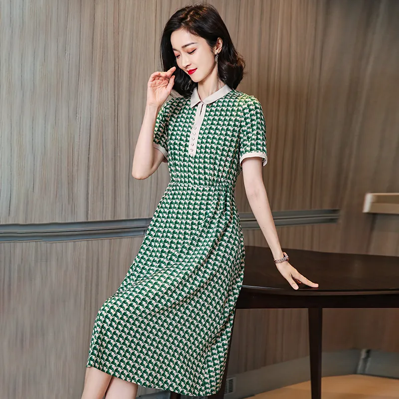 Yi Mengyuan Silk Short Sleeved Dress Women's-4