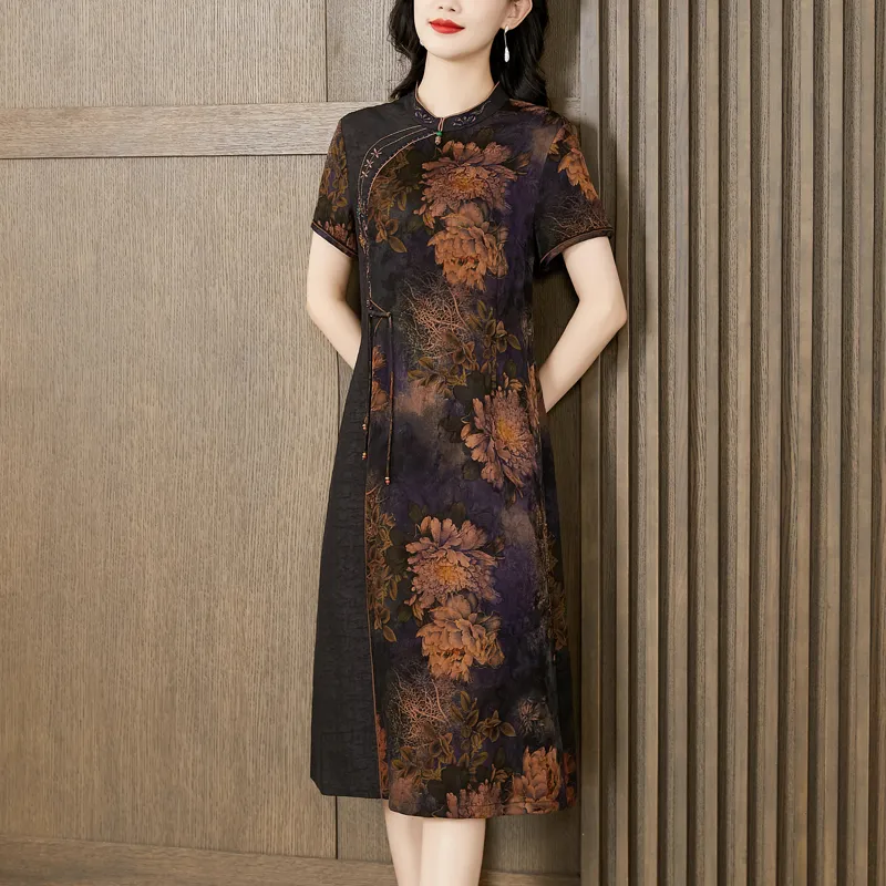 Yi Mengyuan Silk Short Sleeved Dress Women's-4