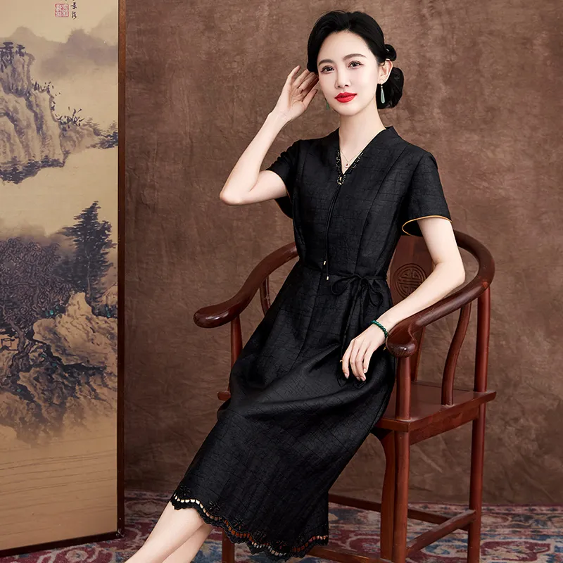 Yi Mengyuan Silk Short Sleeved Dress Women's-2