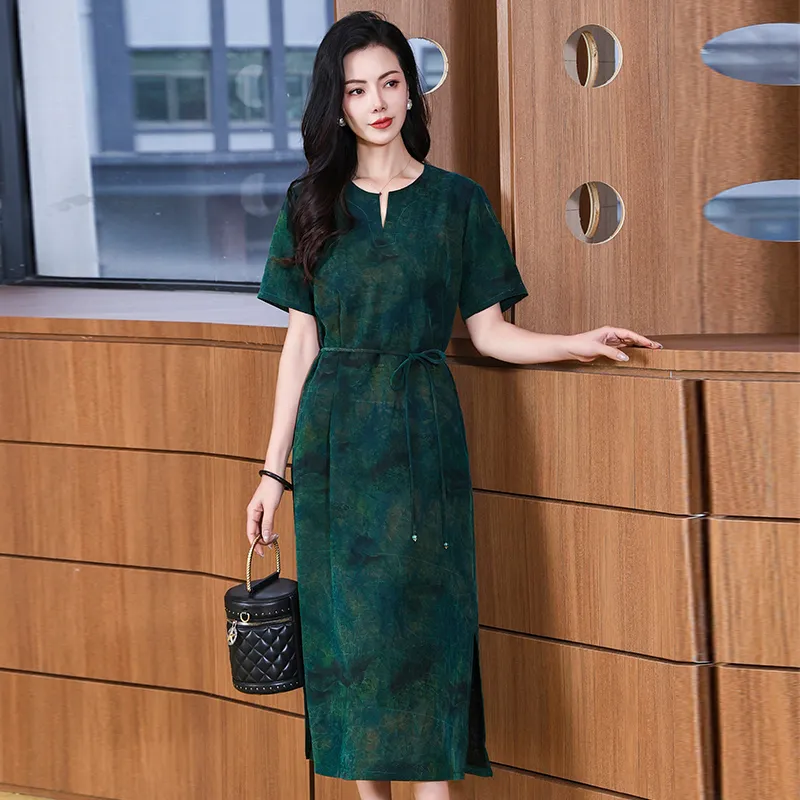 Yi Mengyuan Silk Short Sleeved Dress Women's-1