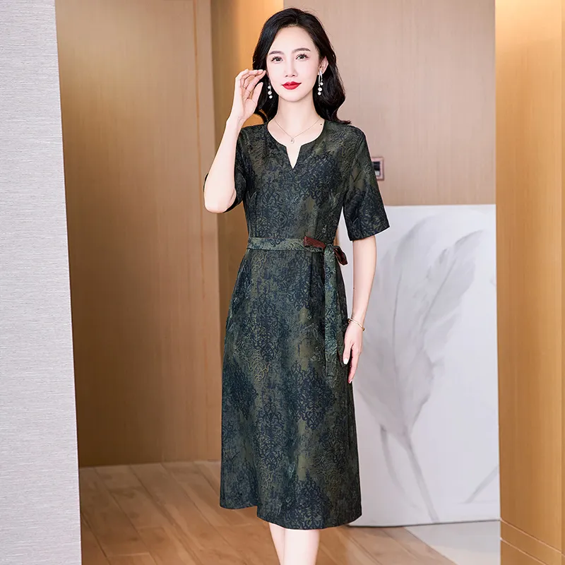 Yi Mengyuan Silk Short Sleeved Dress Women's-8