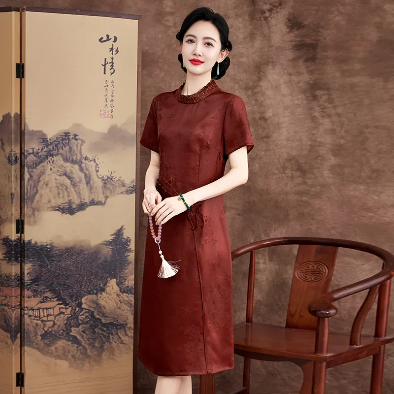 Yi Mengyuan Silk Short Sleeved Dress Women's-4